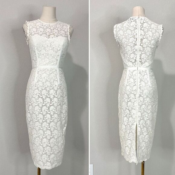 Jill Stuart Women's Illusion Yoke Lace Sheath Dress 0 Classy Lady Graduation - Picture 2 of 12